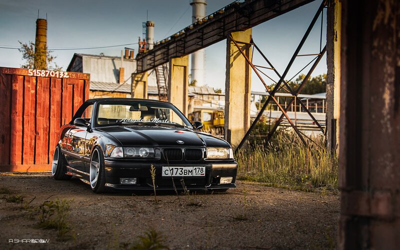 Black Bmw Convertible — Dramatic, Sunset
