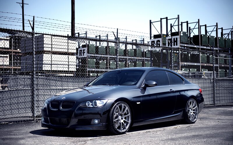 Black BMW Coupe — Dramatic, Afternoon, Photograph, Car, Fence