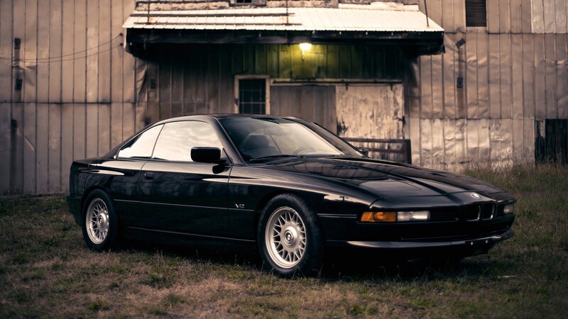 Black BMW Coupe — Dramatic, Night, Photograph, Car, Barn, Grass