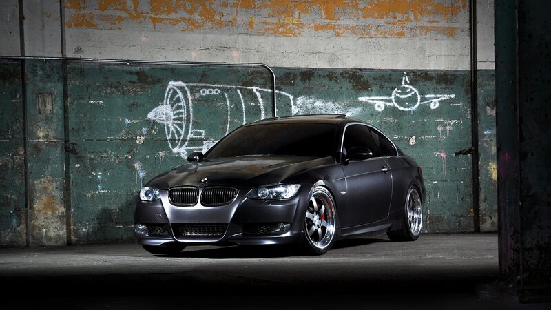 Black Bmw Coupe — Dramatic, Photograph, Car, Graffiti