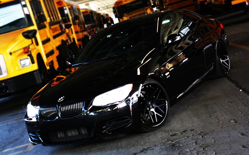 Black BMW Coupe — Dramatic, Photograph, School Buses, Car