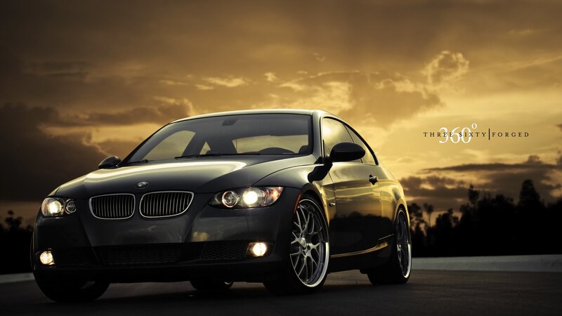 Black BMW Coupe — Dramatic, Sunset, Photograph, Car, Sky