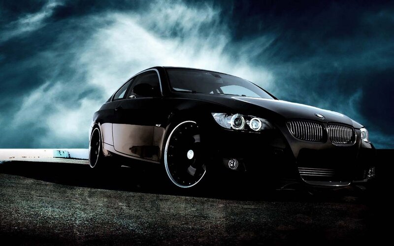 black bmw coupe on dark road