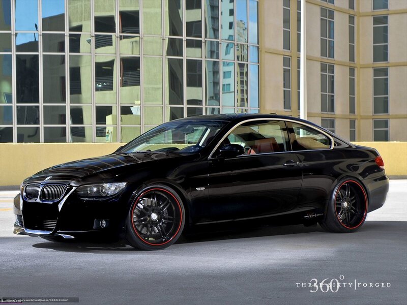 Black BMW coupe on display