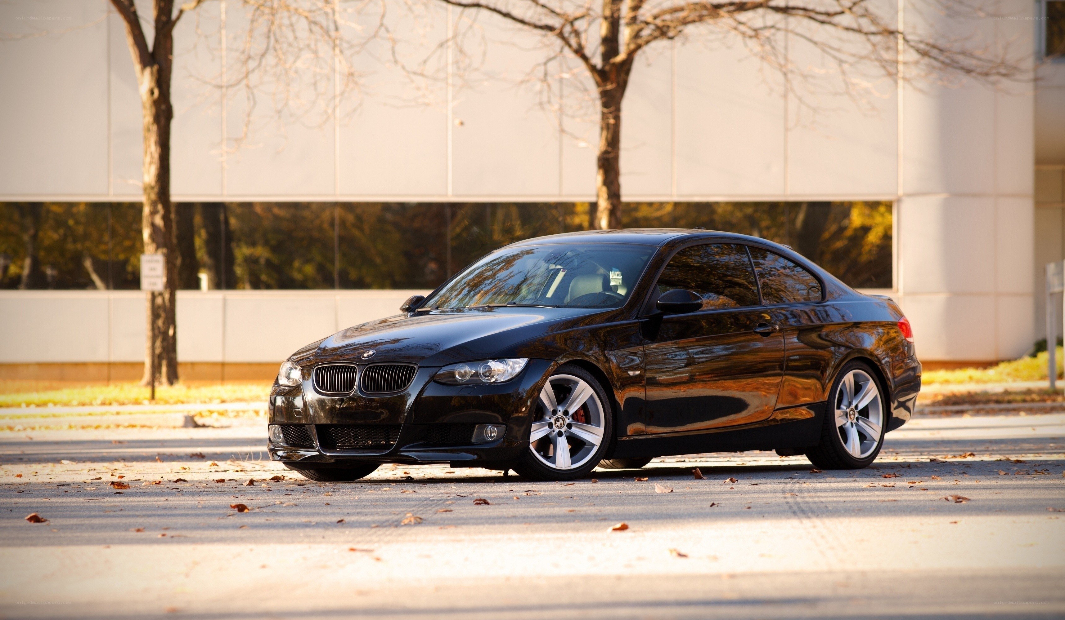 black bmw coupe on street