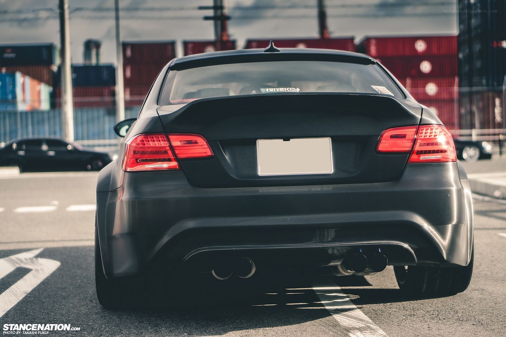 black bmw coupe rear view