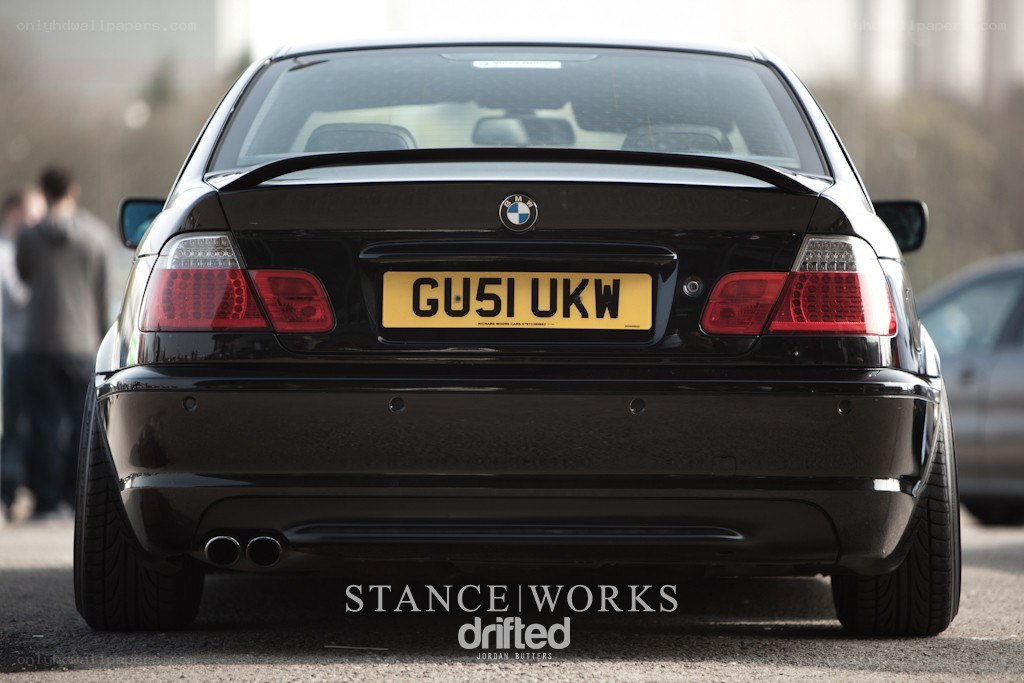 black bmw from rear view