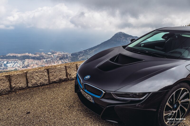 Black BMW I8 Car — Dramatic, Afternoon, Photograph
