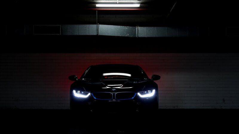Black BMW I8 Car — Dramatic, Night