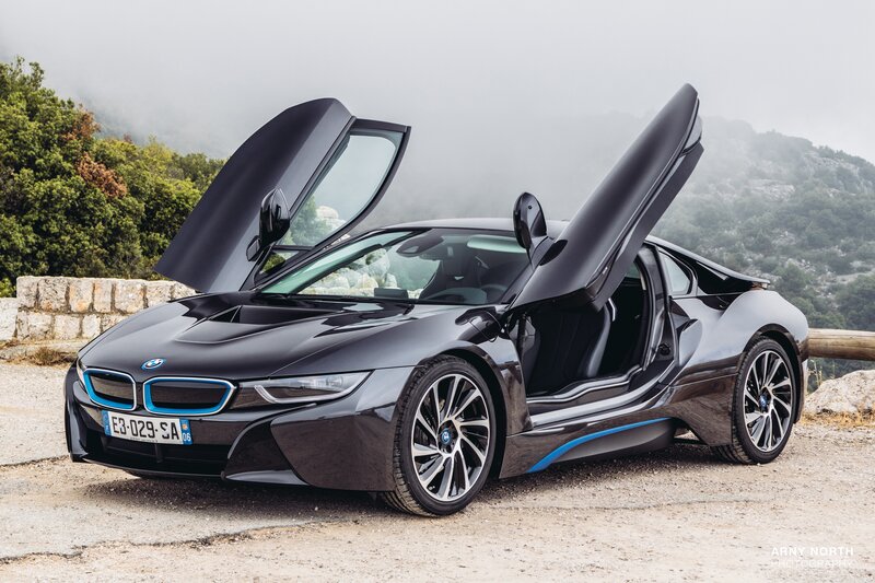 Black BMW I8 Sports Car — Dramatic, Photograph