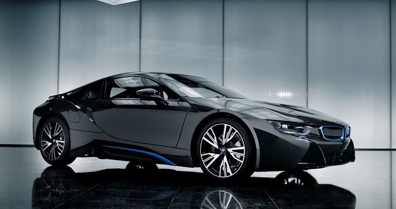 Black BMW I8 Sports Car — Dramatic