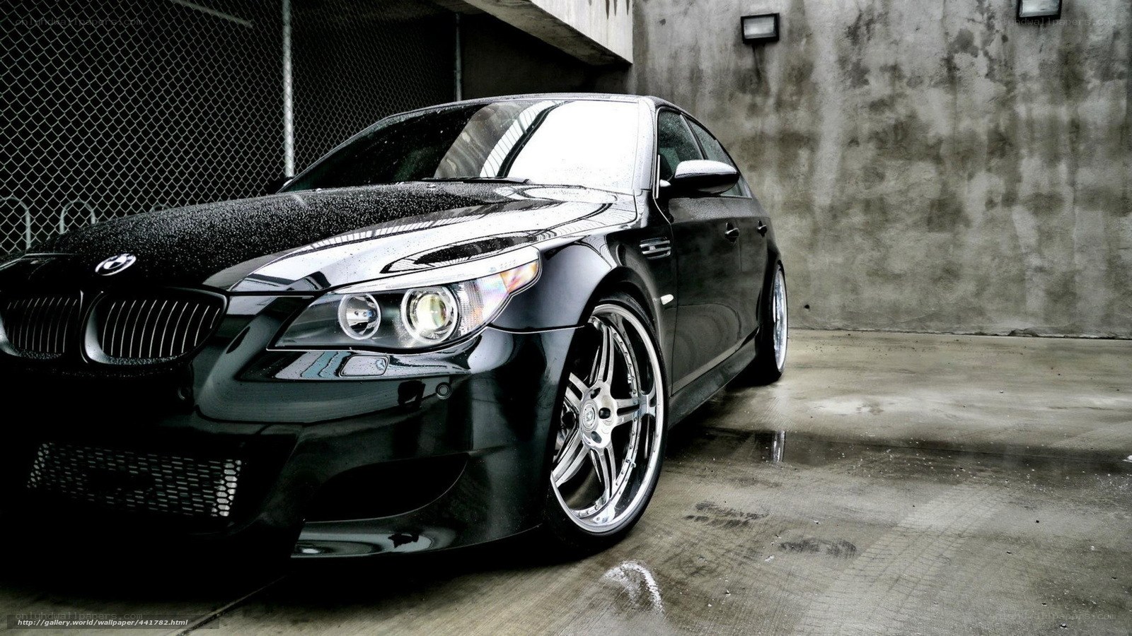 black bmw in garage