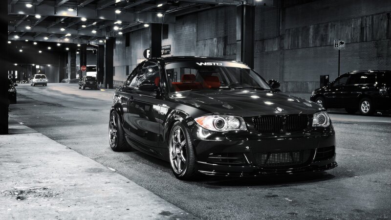 black bmw in parking garage