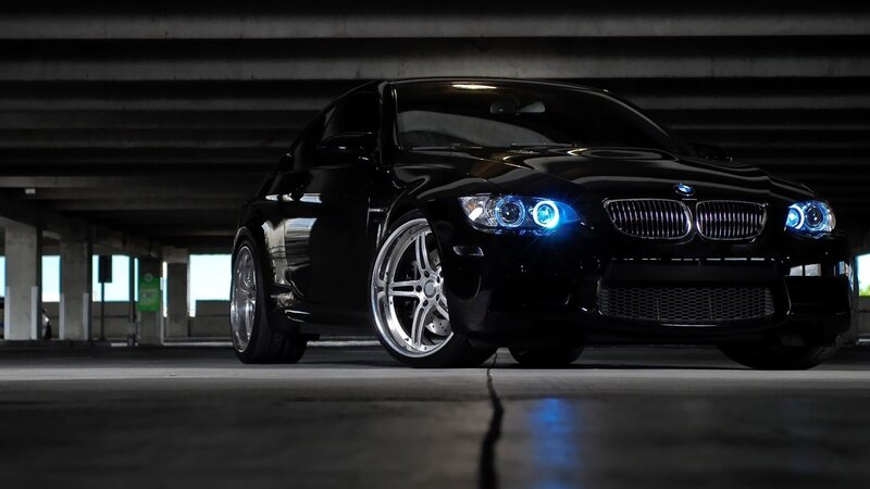 black bmw in parking garage