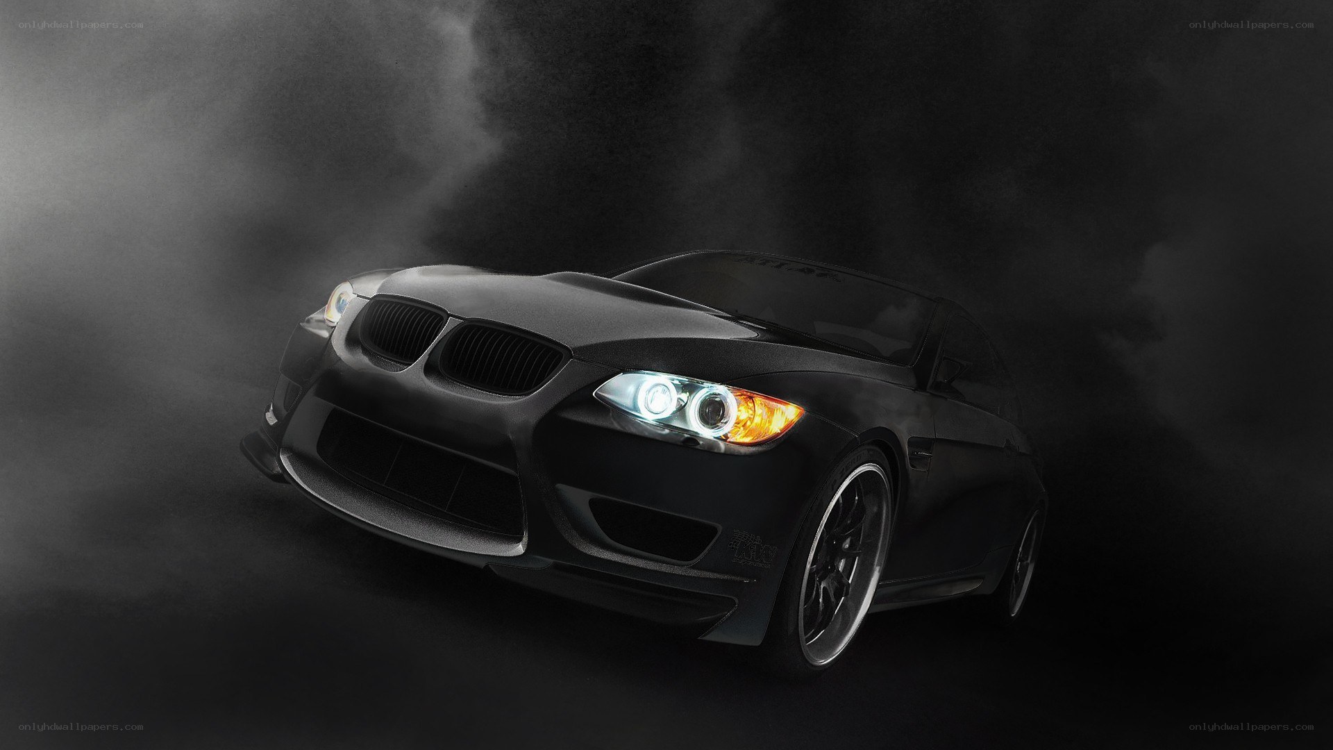 black bmw in smoke