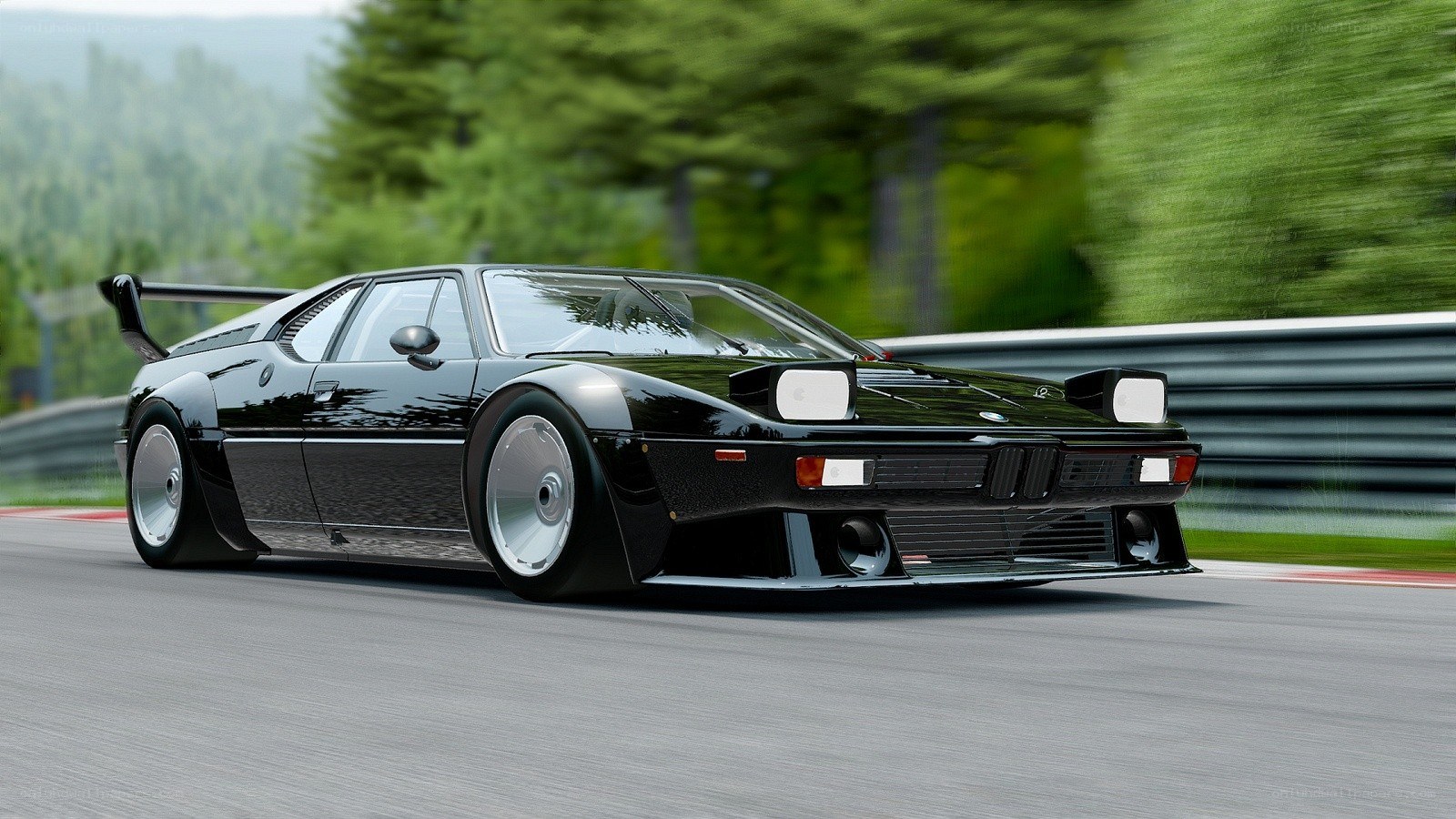black bmw m1 on racetrack