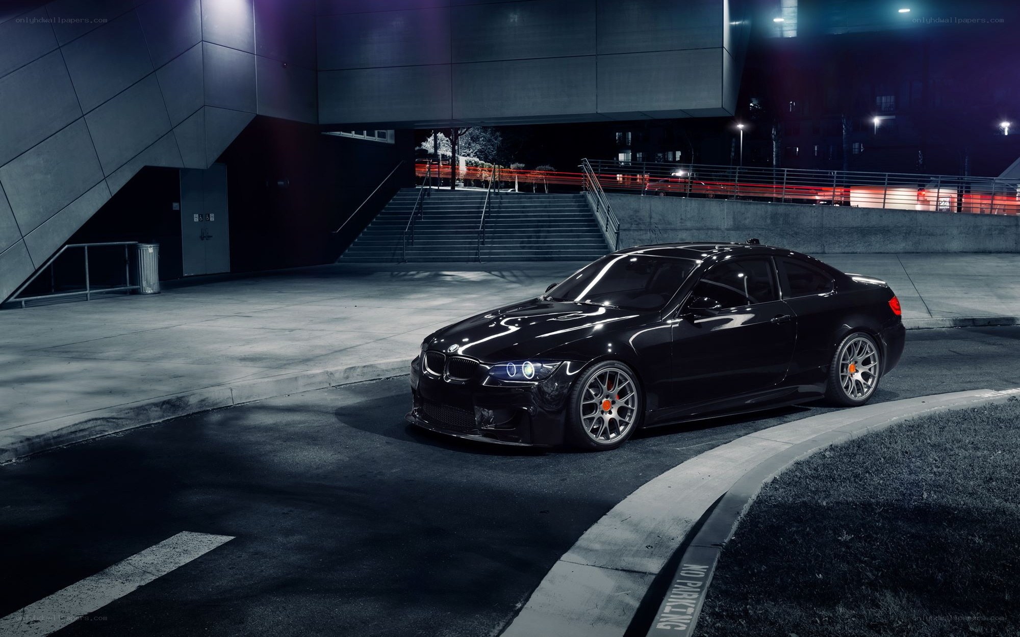 Black BMW M3 at night