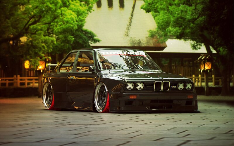 Black BMW M3 Car — Dramatic, Night, Photograph, Trees