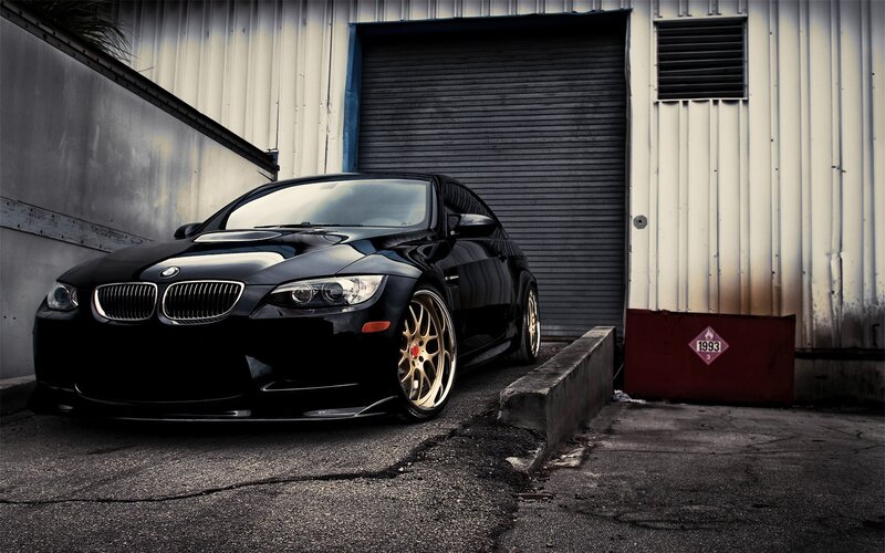 Black BMW M3 Car — Dramatic, Photograph, Garage Door