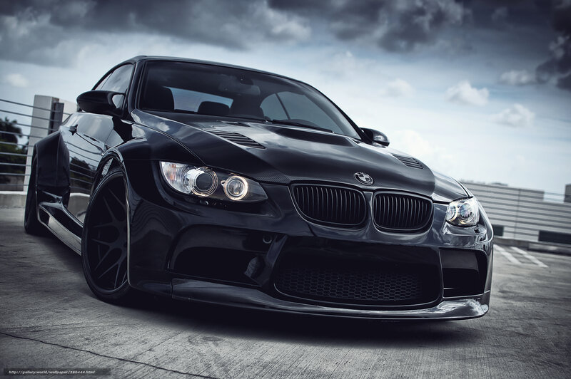 Black BMW M3 Car — Dramatic, Photograph, Sky, Concrete