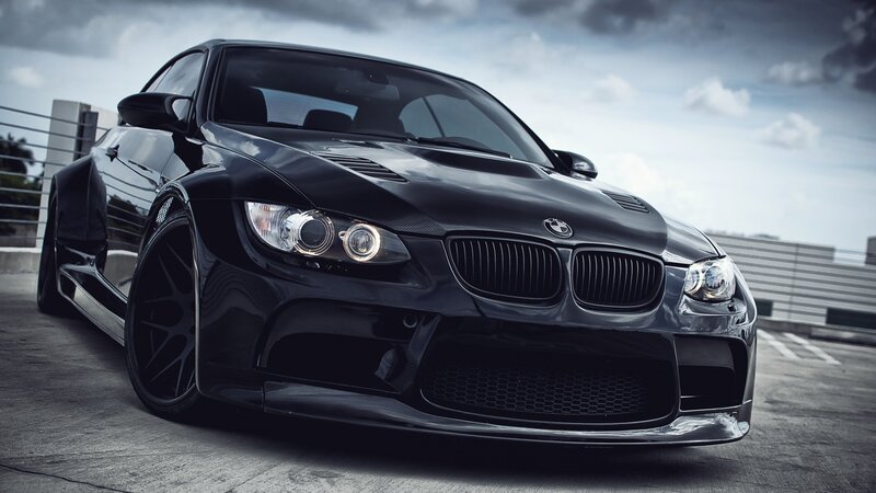 Black BMW M3 Car — Dramatic, Photograph, Sky, Parking Lot