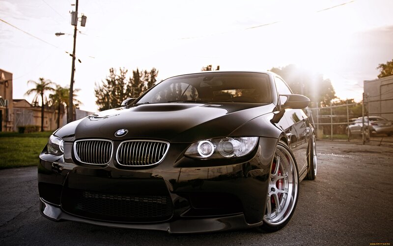 Black BMW M3 Car — Dramatic, Sunset, Photograph