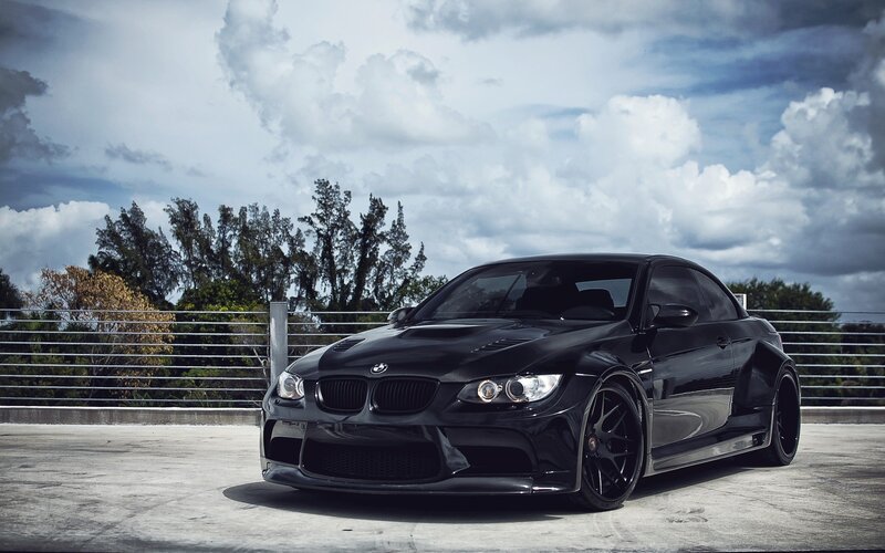 Black BMW M3 Coupe — Dramatic, Afternoon, Photograph, Car, Sky, Trees, Fence