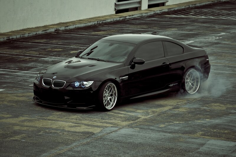 Black BMW M3 Coupe — Dramatic, Photograph, Car, Smoke, Parking Lot