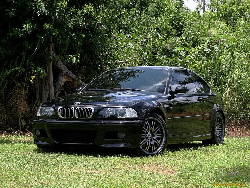 Black BMW M3 coupe on grass