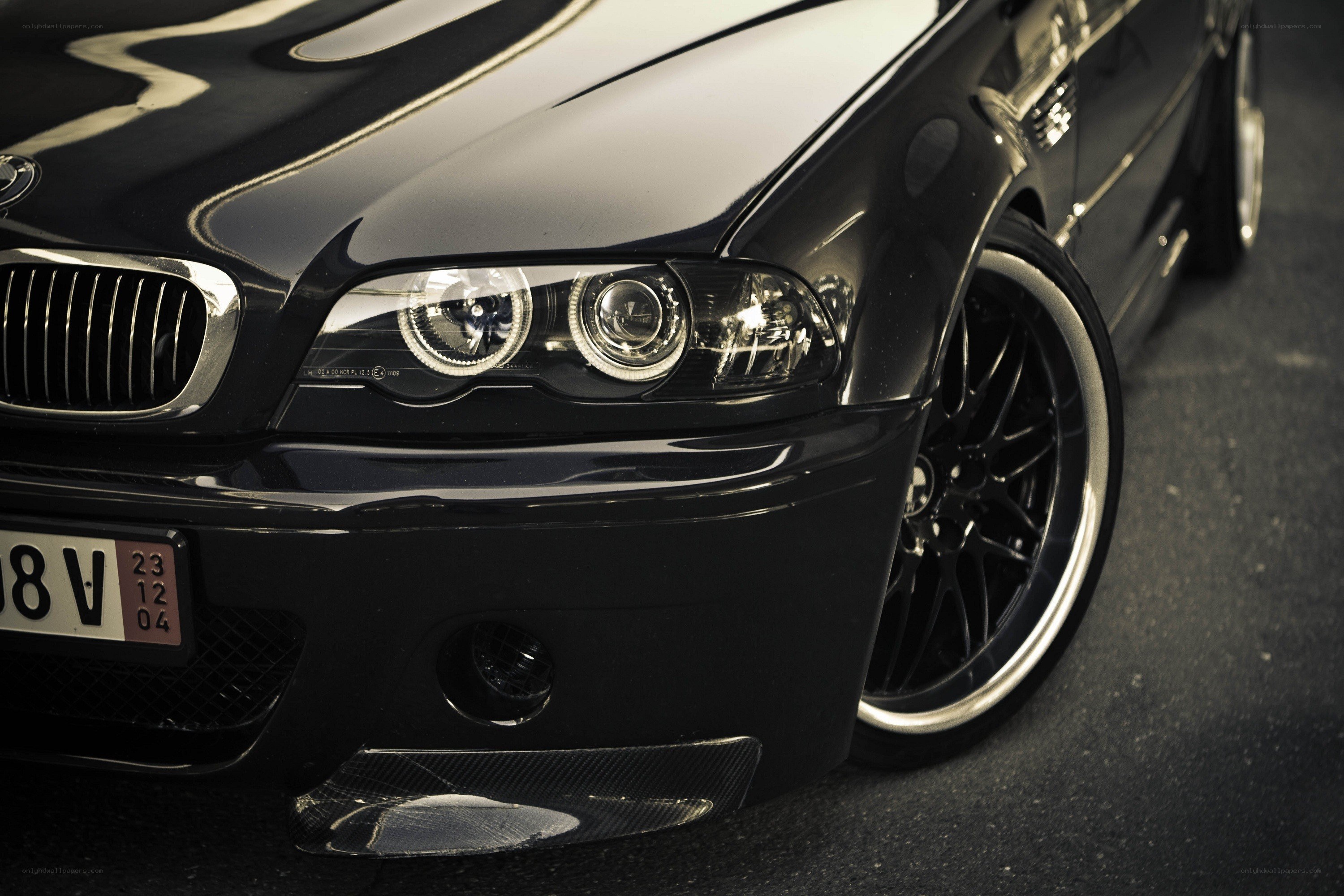black bmw m3 front view
