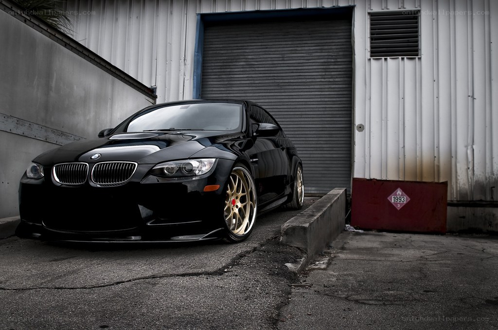 black bmw m3 in garage