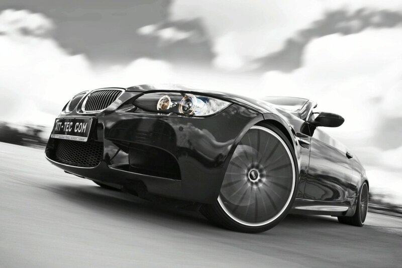 Black BMW M3 in motion