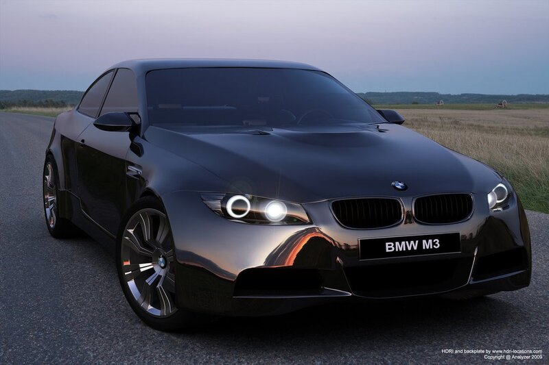 Black BMW M3 on a country road