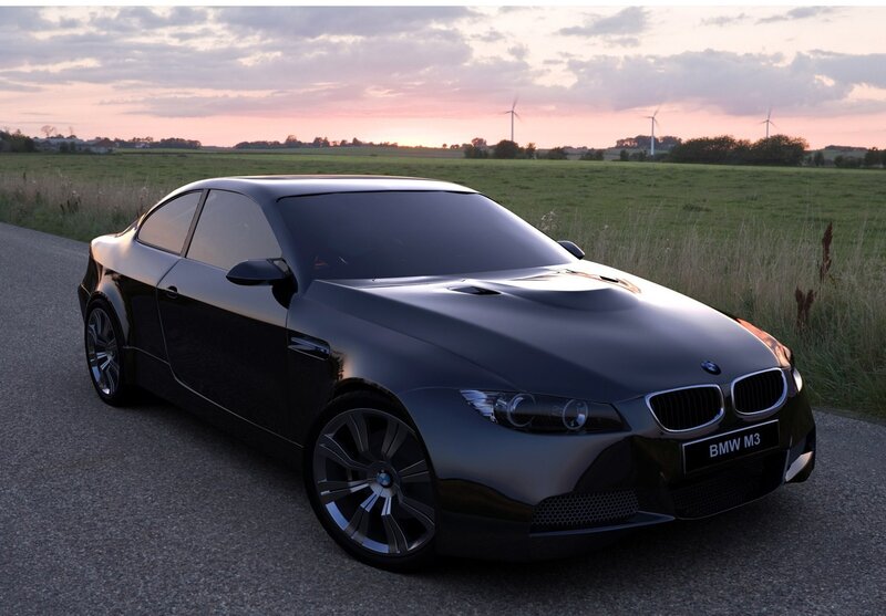 Black BMW M3 on a country road