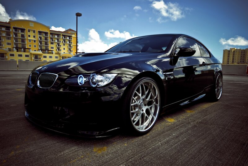 Black BMW M3 on a rooftop