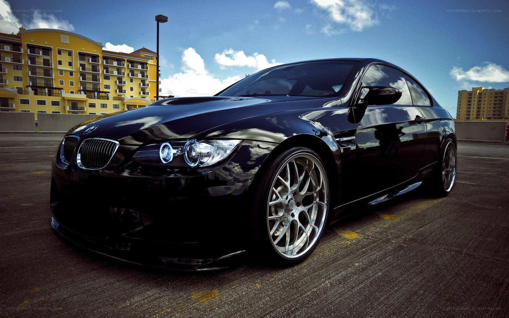 Black BMW M3 on a rooftop