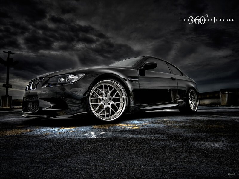 Black BMW M3 on dark street
