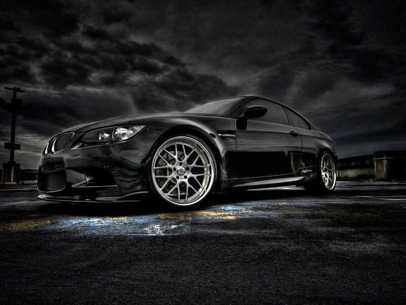 Black BMW M3 on dark street