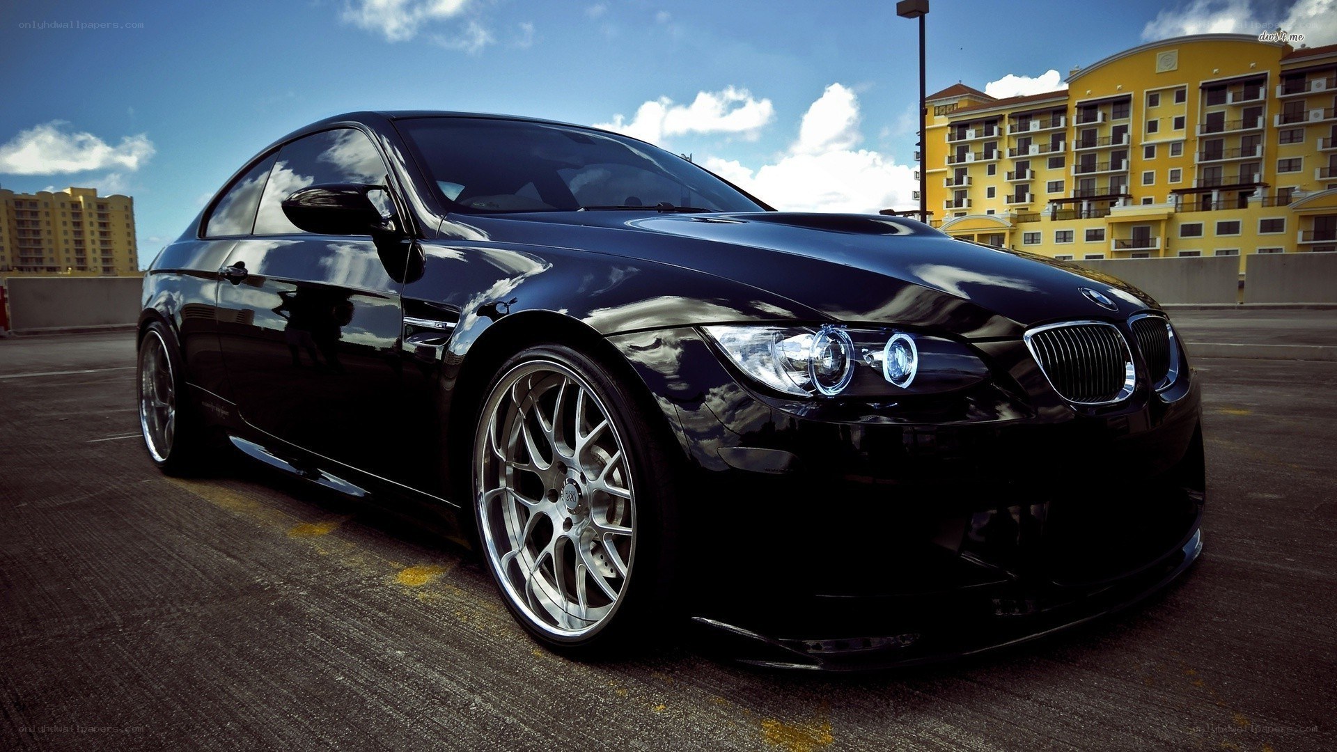 Black BMW M3 on rooftop
