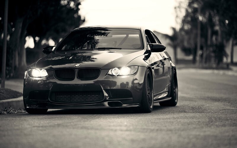 black bmw m3 on street