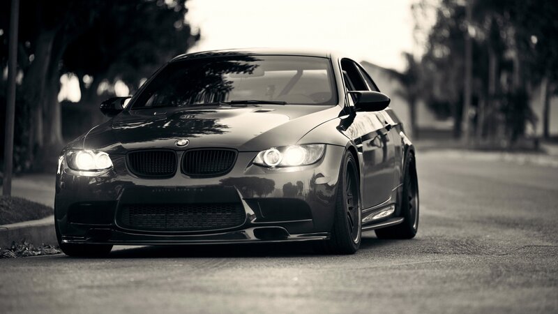 black bmw m3 on street