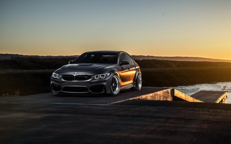 Black BMW M3 Sedan — Dramatic, Sunset