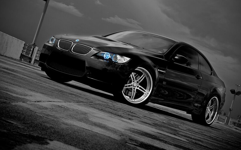 black bmw m3 with blue headlights
