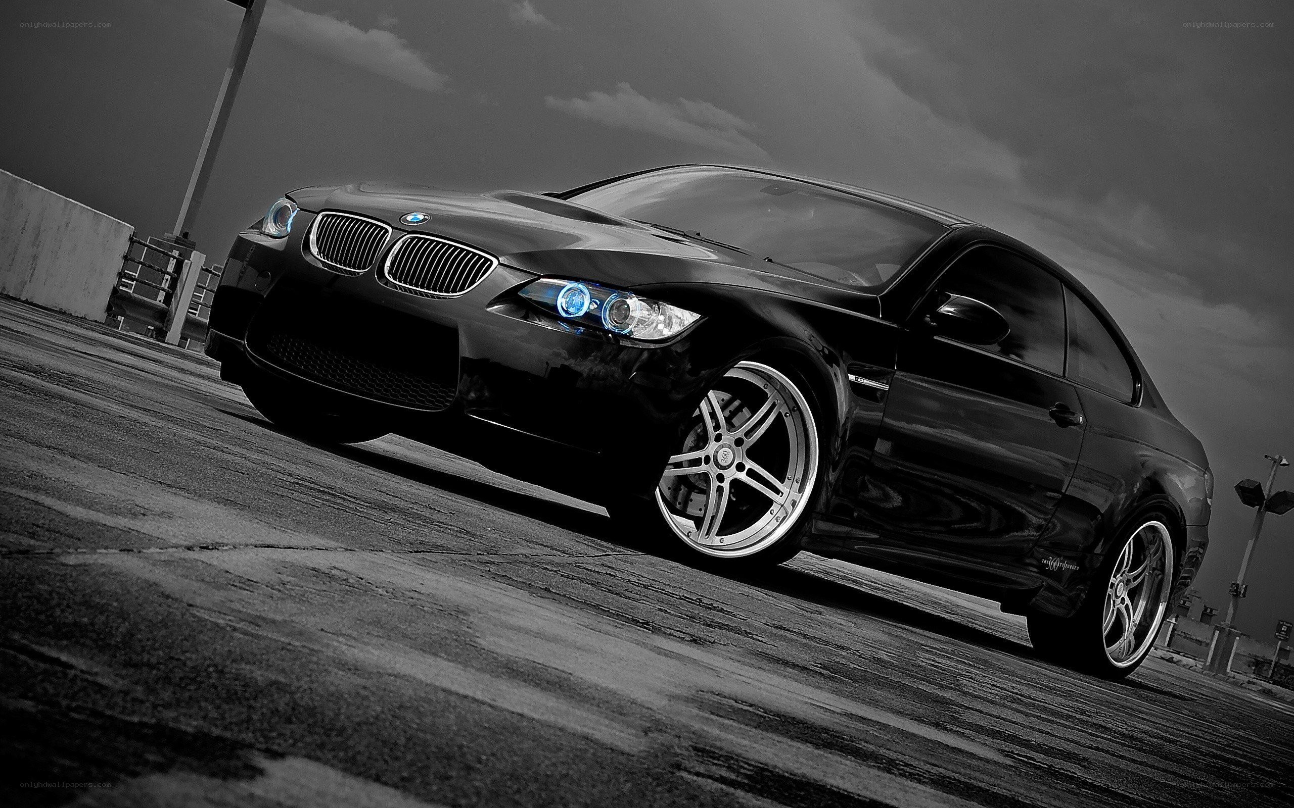 black bmw m3 with blue headlights