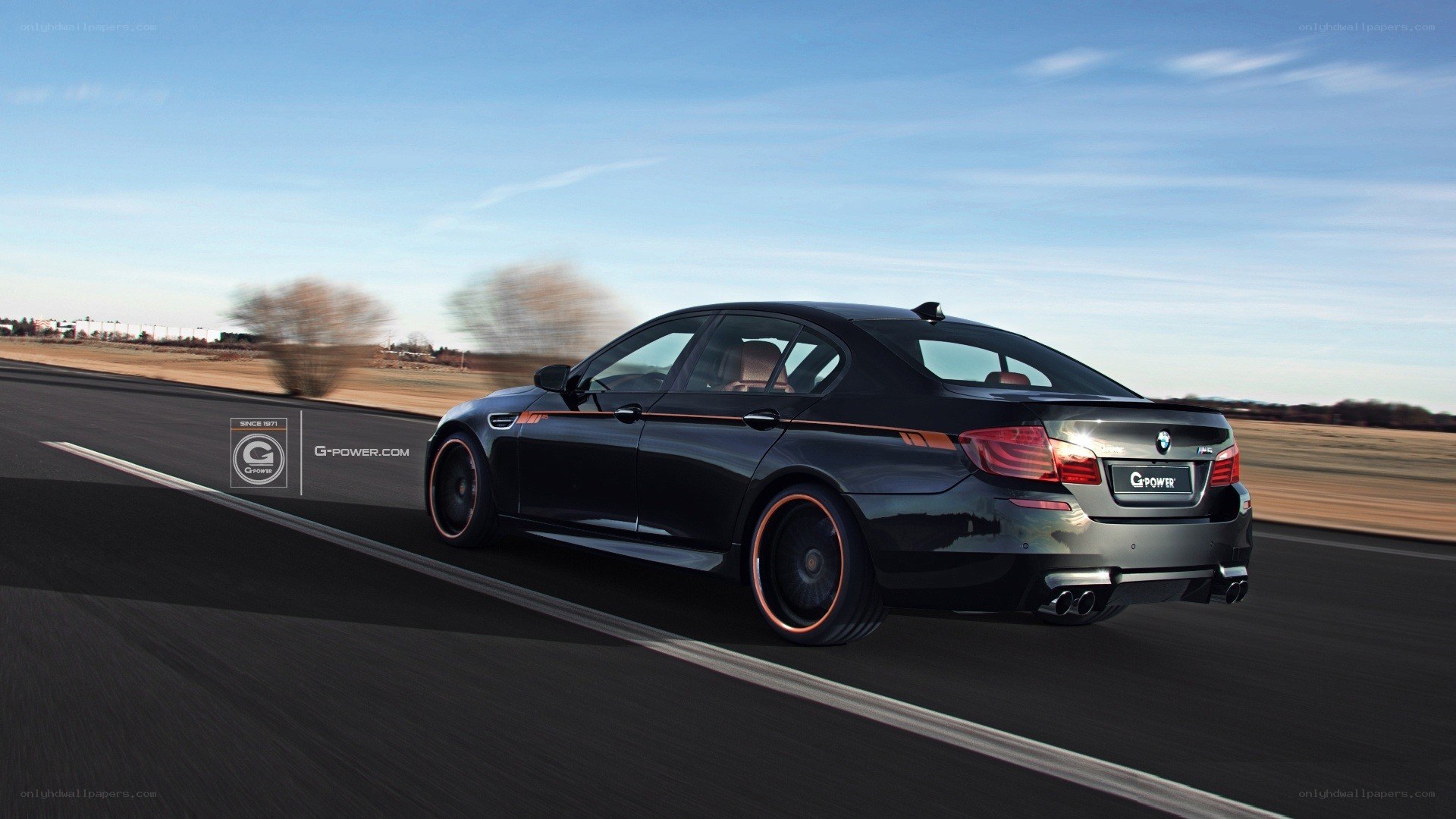Black BMW M5 on a road