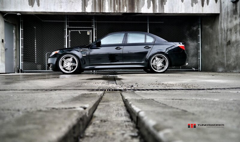black bmw m5 on custom wheels