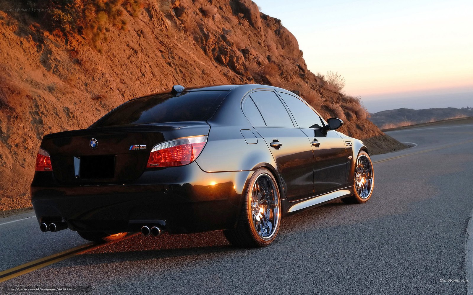 Black BMW M5 on winding road