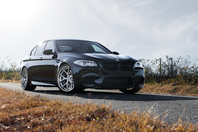 Black BMW M5 Sedan — Dramatic, Afternoon, Photograph, Car, Road