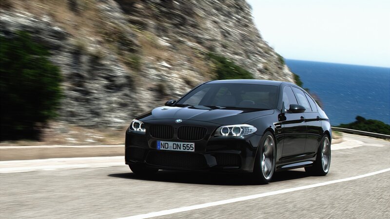 Black Bmw M5 Sedan — Dynamic, Afternoon