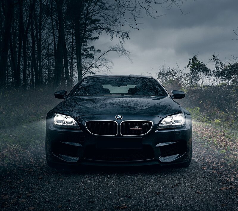 Black BMW M6 Car — Dramatic, Autumn